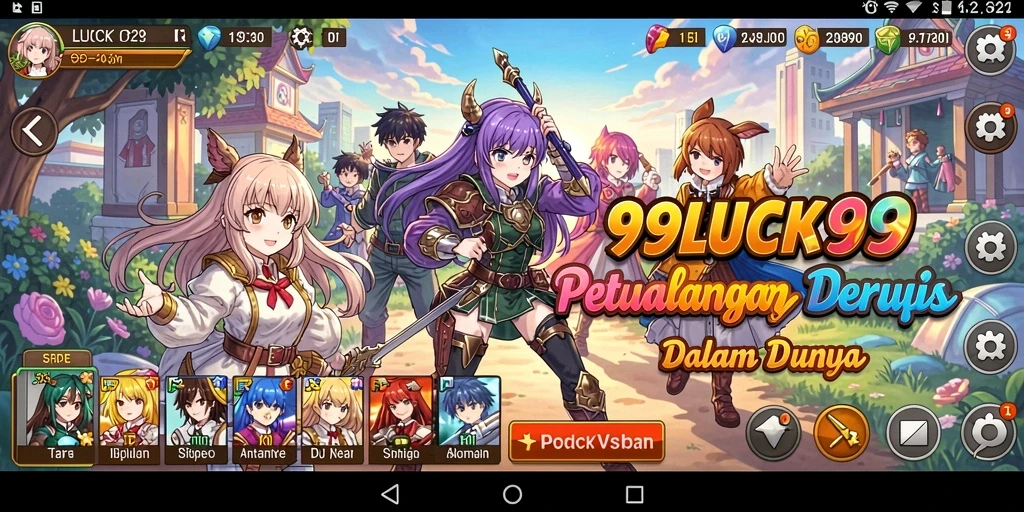 Tampilan gameplay <strong>99LUCK99</strong> yang menakjubkan dengan karakter anime favorit.