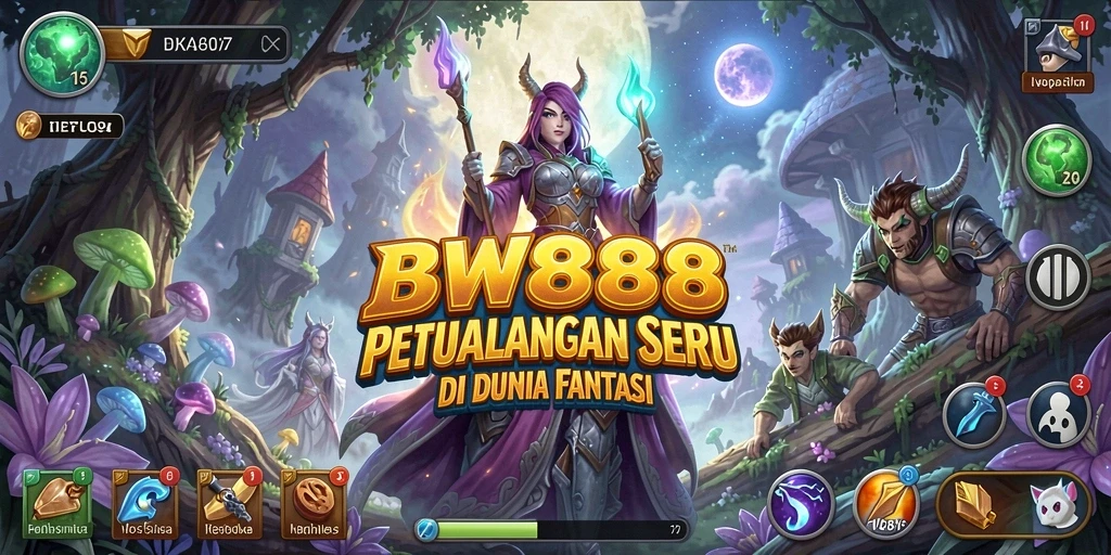 Tangkapan layar BW888 menampilkan pertarungan epik antara karakter dalam dunia fantasi.