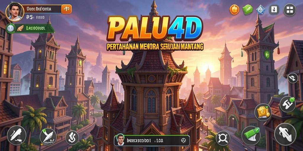 Tampilan gameplay <strong>PALU4D</strong> yang mendebarkan saat mempertahankan menara.