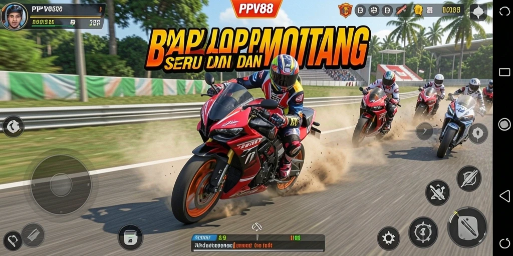 Tampilan gameplay PPV88 dengan aksi balap motor yang menegangkan.