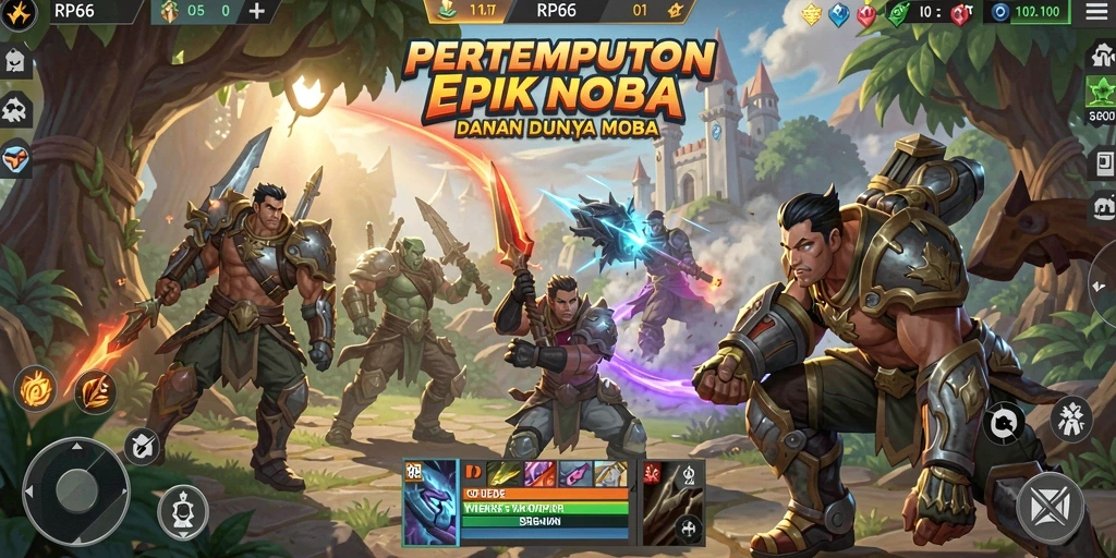 Tangkapan layar gameplay seru dari RP66 di arena MOBA.
