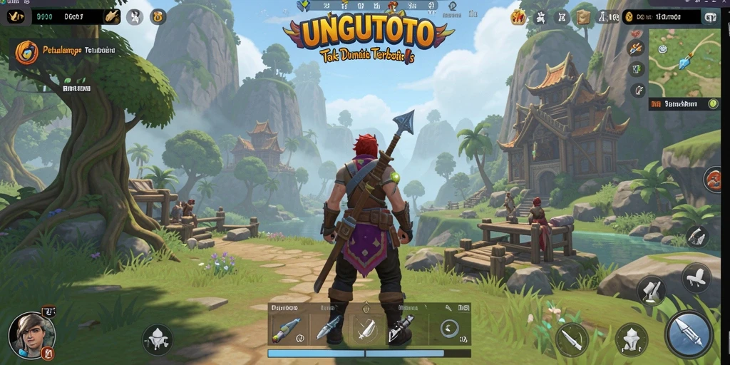 Screenshot gameplay UNGUTOTO menunjukkan eksplorasi dunia terbuka yang memukau.